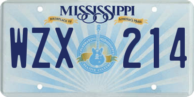 MS license plate WZX214