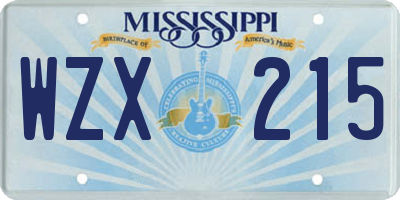 MS license plate WZX215