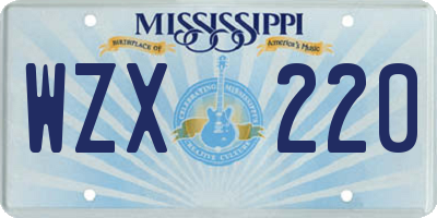 MS license plate WZX220