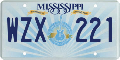MS license plate WZX221