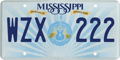 MS license plate WZX222