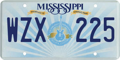 MS license plate WZX225