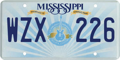 MS license plate WZX226