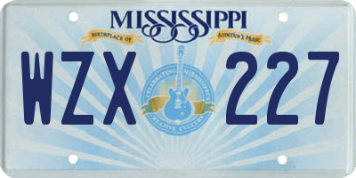 MS license plate WZX227