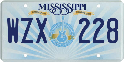MS license plate WZX228