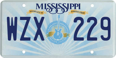 MS license plate WZX229