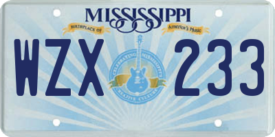 MS license plate WZX233