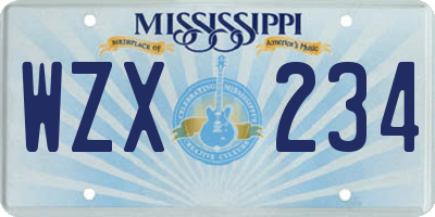 MS license plate WZX234
