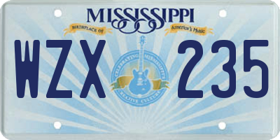MS license plate WZX235