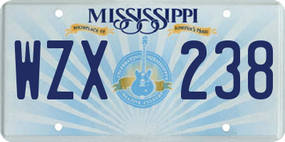 MS license plate WZX238