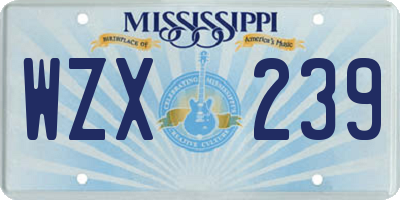 MS license plate WZX239