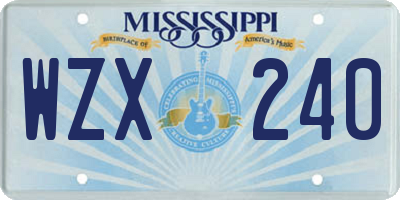 MS license plate WZX240