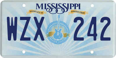 MS license plate WZX242