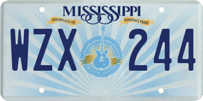 MS license plate WZX244