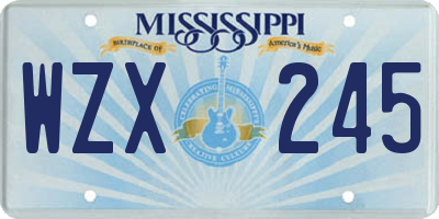 MS license plate WZX245