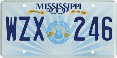 MS license plate WZX246