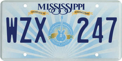 MS license plate WZX247
