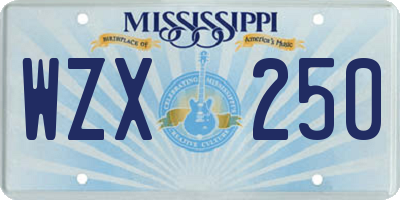 MS license plate WZX250