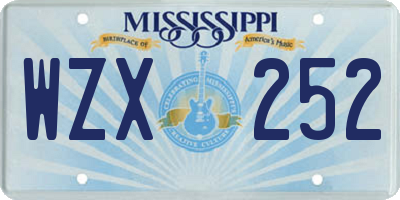 MS license plate WZX252