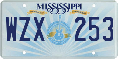 MS license plate WZX253