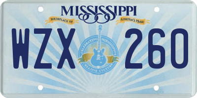MS license plate WZX260