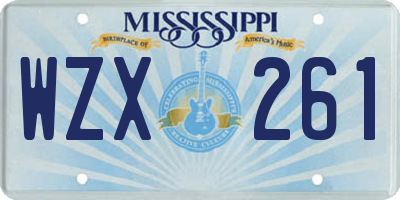 MS license plate WZX261