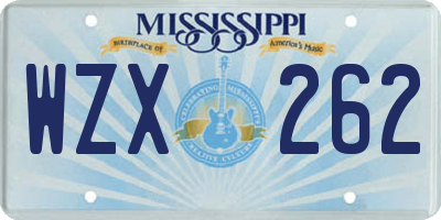 MS license plate WZX262