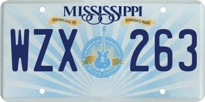 MS license plate WZX263