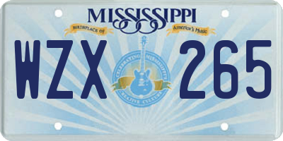MS license plate WZX265