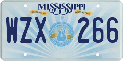 MS license plate WZX266