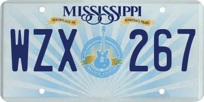 MS license plate WZX267