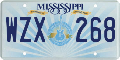 MS license plate WZX268