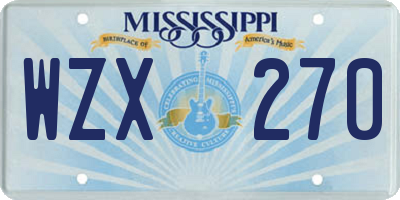 MS license plate WZX270