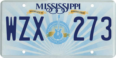 MS license plate WZX273
