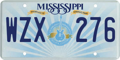 MS license plate WZX276