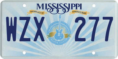 MS license plate WZX277