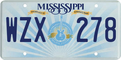 MS license plate WZX278