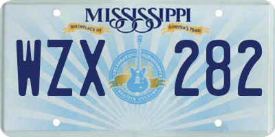 MS license plate WZX282