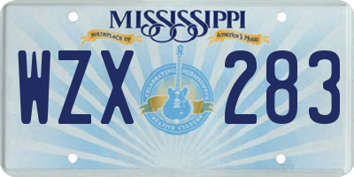 MS license plate WZX283