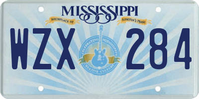 MS license plate WZX284