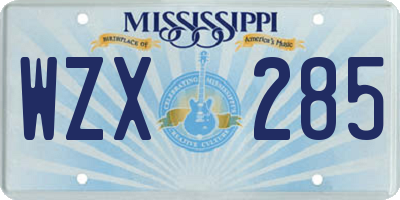MS license plate WZX285