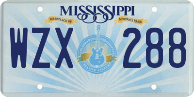 MS license plate WZX288