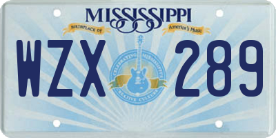 MS license plate WZX289