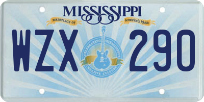 MS license plate WZX290