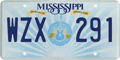 MS license plate WZX291