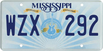 MS license plate WZX292