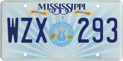 MS license plate WZX293