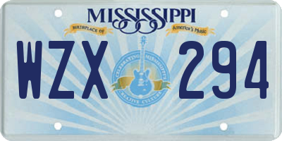 MS license plate WZX294