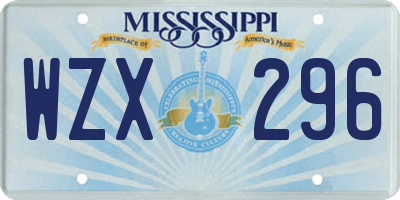 MS license plate WZX296