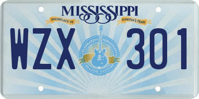 MS license plate WZX301